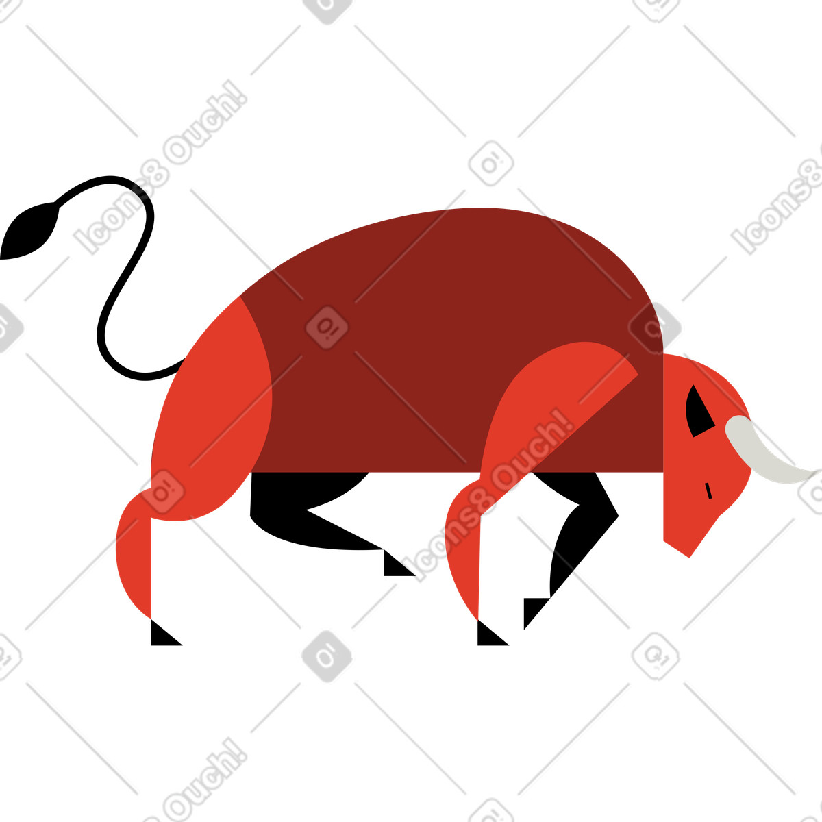 Illustration Taureau dans le style Burgundy à télécharger aux formats PNG, SVG