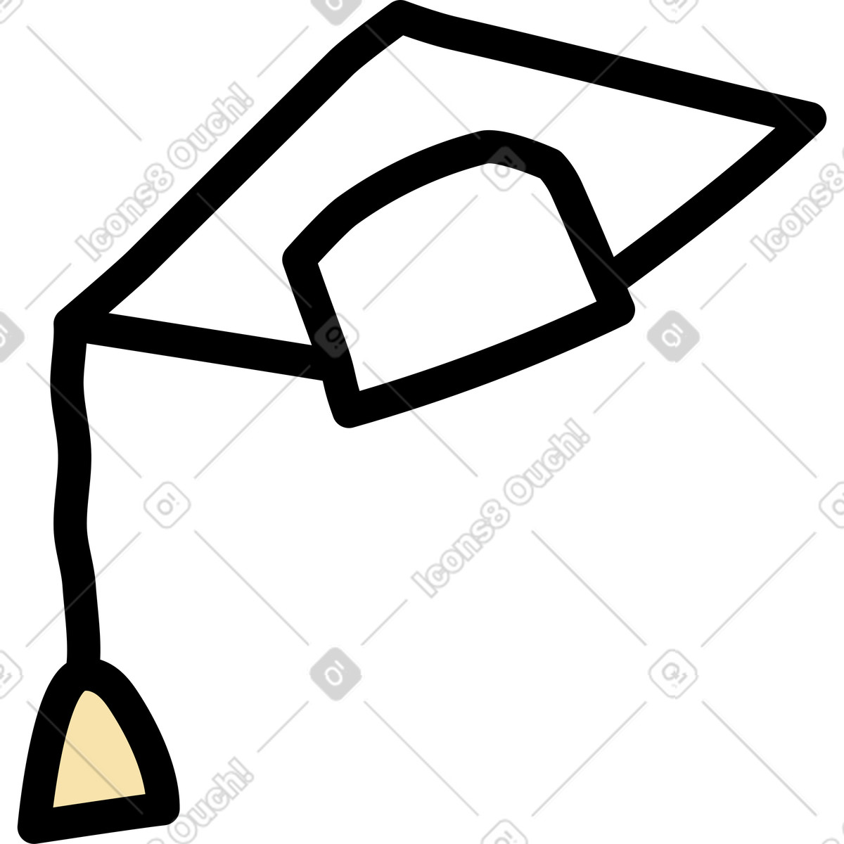 Graduation cap illustration in Notes style download in PNG, SVG