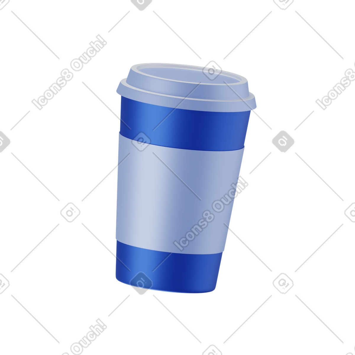 Blue coffee cup illustration in 3D Techny style download in PNG, SVG