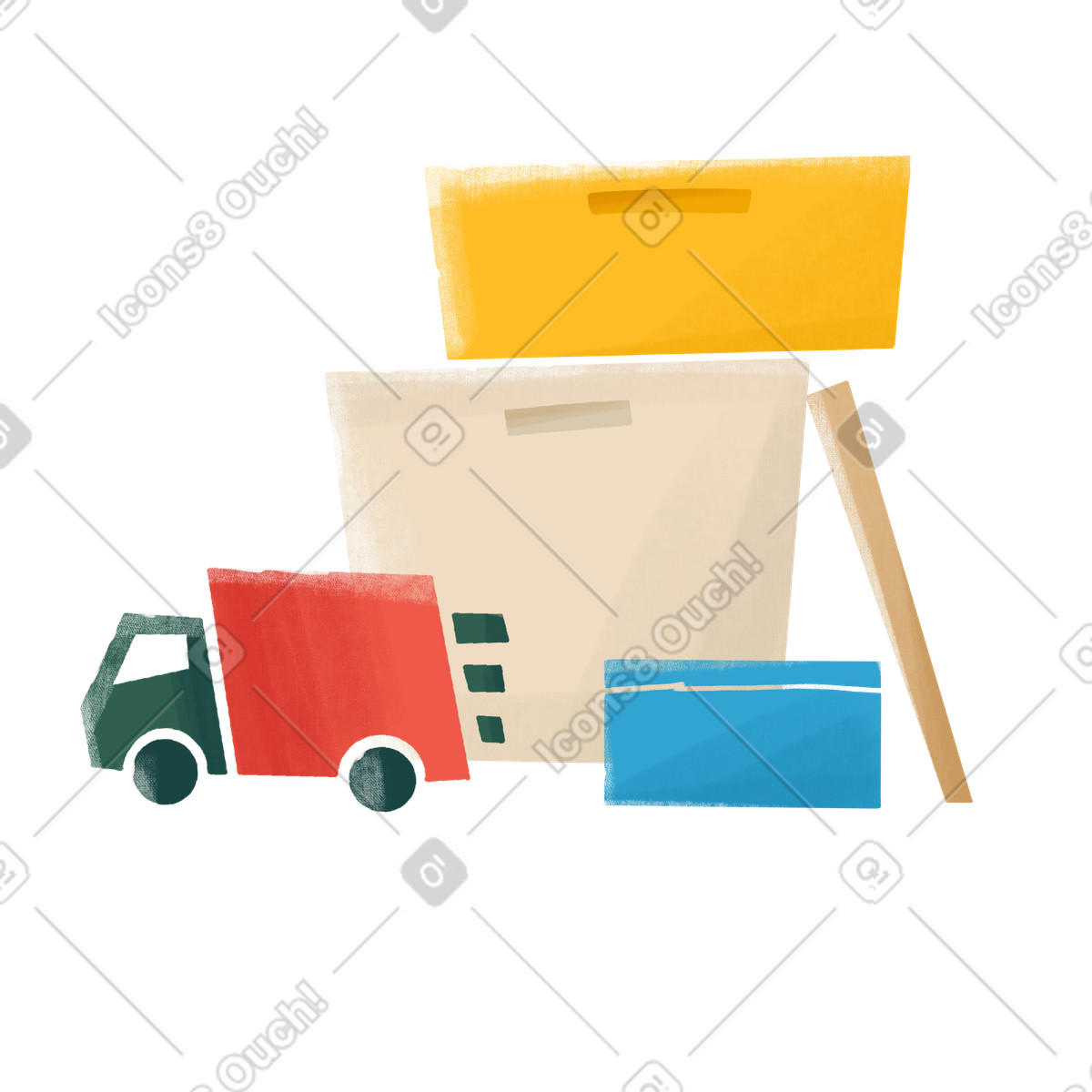 Lkw und kisten für den umzug-Illustration im Experimental-Stil als Download in PNG, SVG