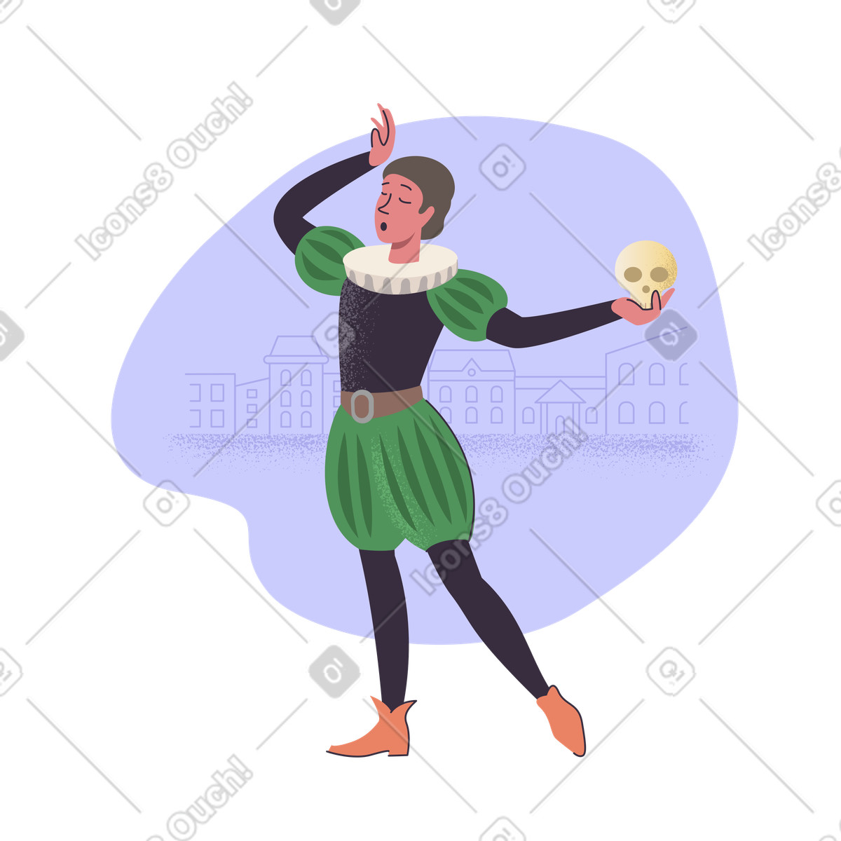 An actor performing in theater illustration Pale style download PNG, SVG