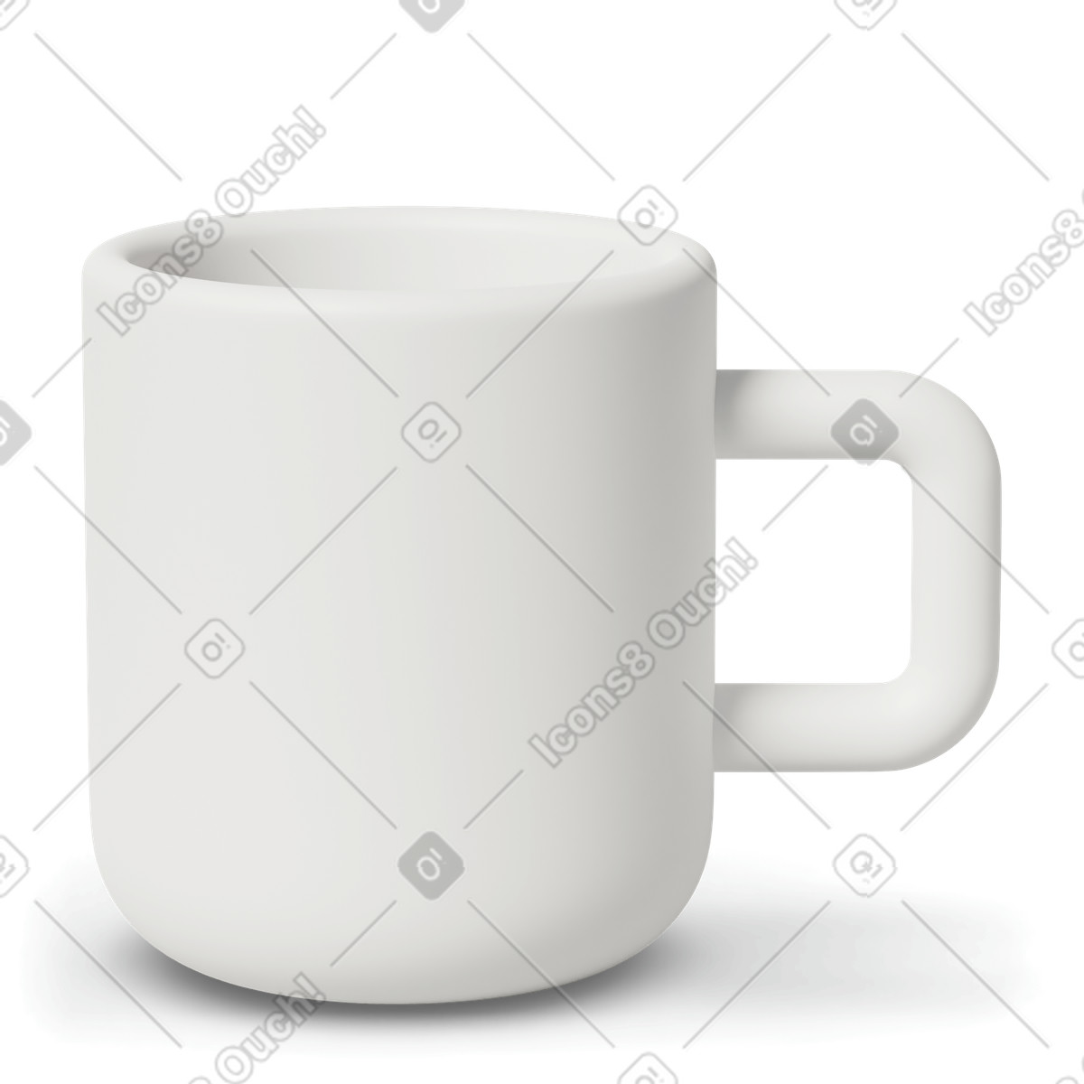 下载 3D Casual life 风格的 White mug 插画，支持 PNG、SVG 格式