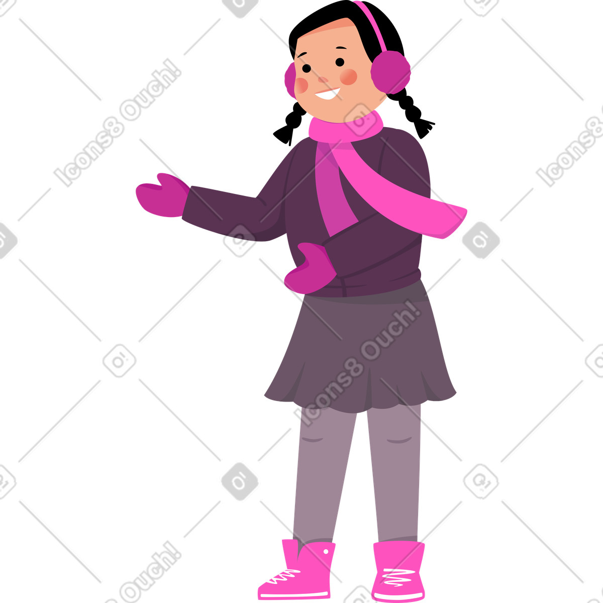 Lagom スタイルの 冬服の女の子 のイラストをPNG、SVG形式でダウンロード