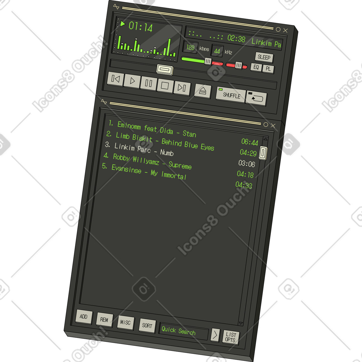 Retro player illustration showcasing music clipart in vector graphics like PNG and SVG