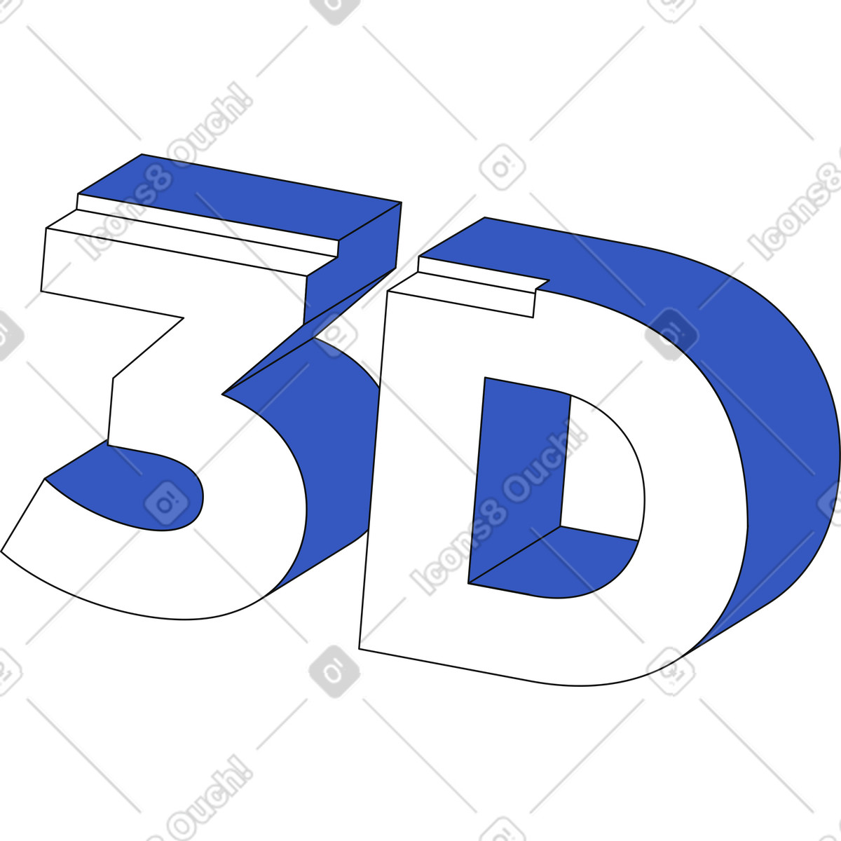 Illustration Lettering 3d text dans le style Techny à télécharger aux formats PNG, SVG