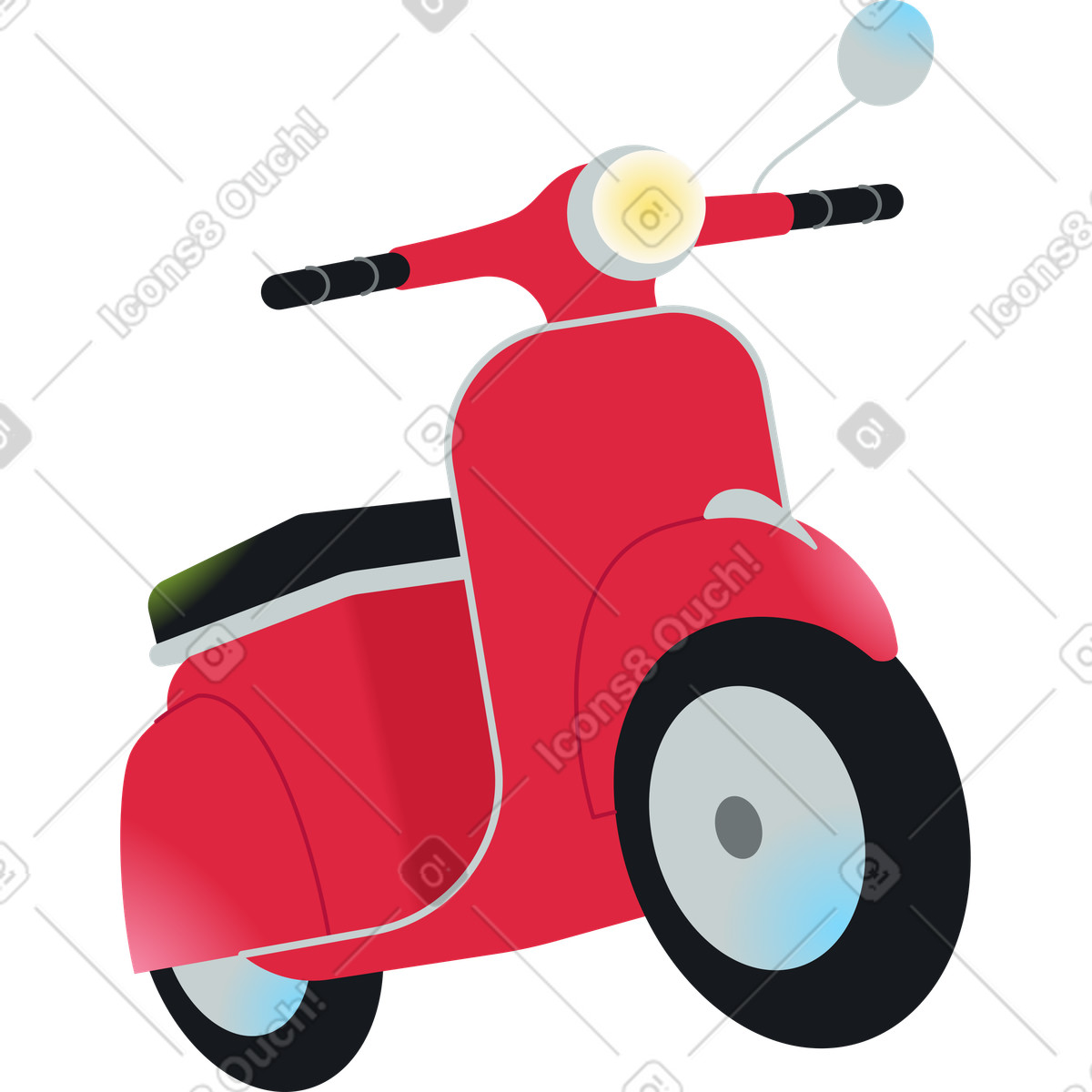 Ilustración Scooter rojo en estilo Fizzy a descargar en PNG y SVG