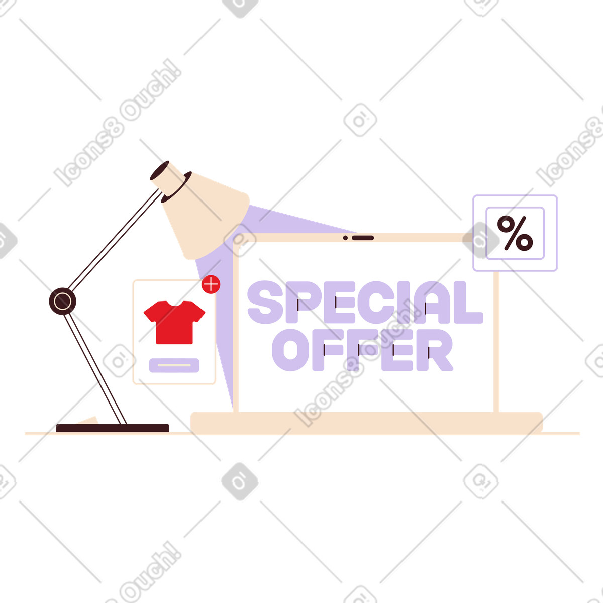Ilustración Oferta especial de letras en texto computadora portátil estilo Folks a descargar PNG y SVG