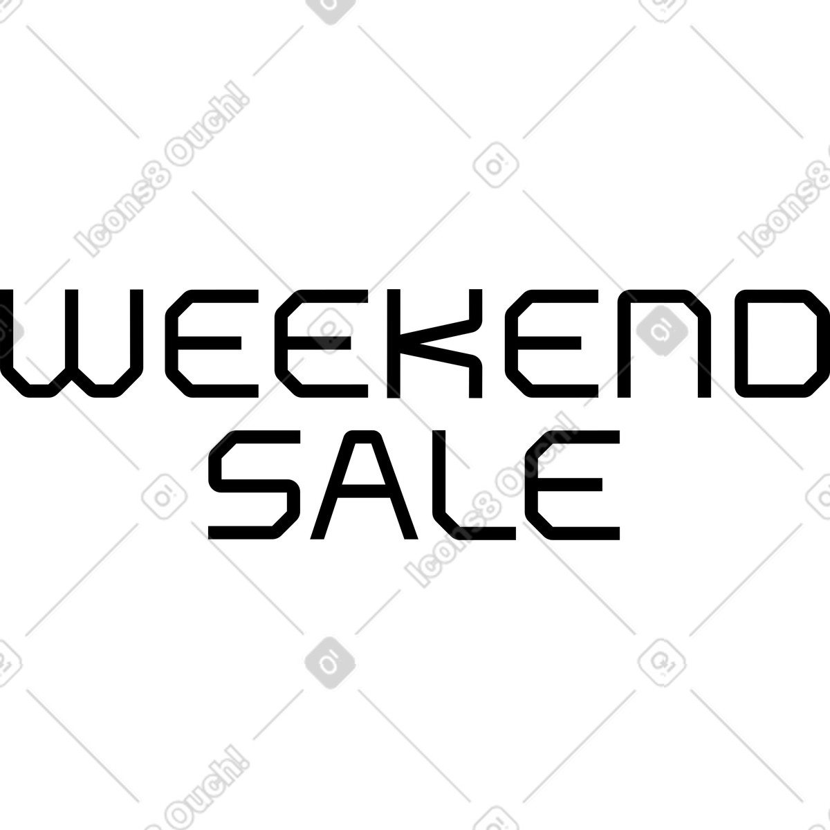 Ilustración Venta de fin semana letras en estilo Space a descargar en PNG y SVG