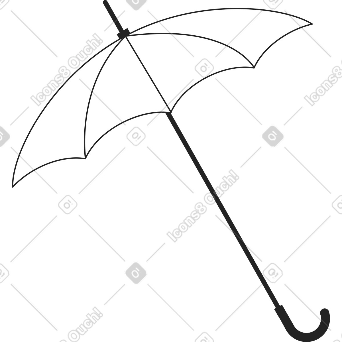 下载 Sammy Line 风格的 雨伞手杖 插画，支持 PNG、SVG 格式