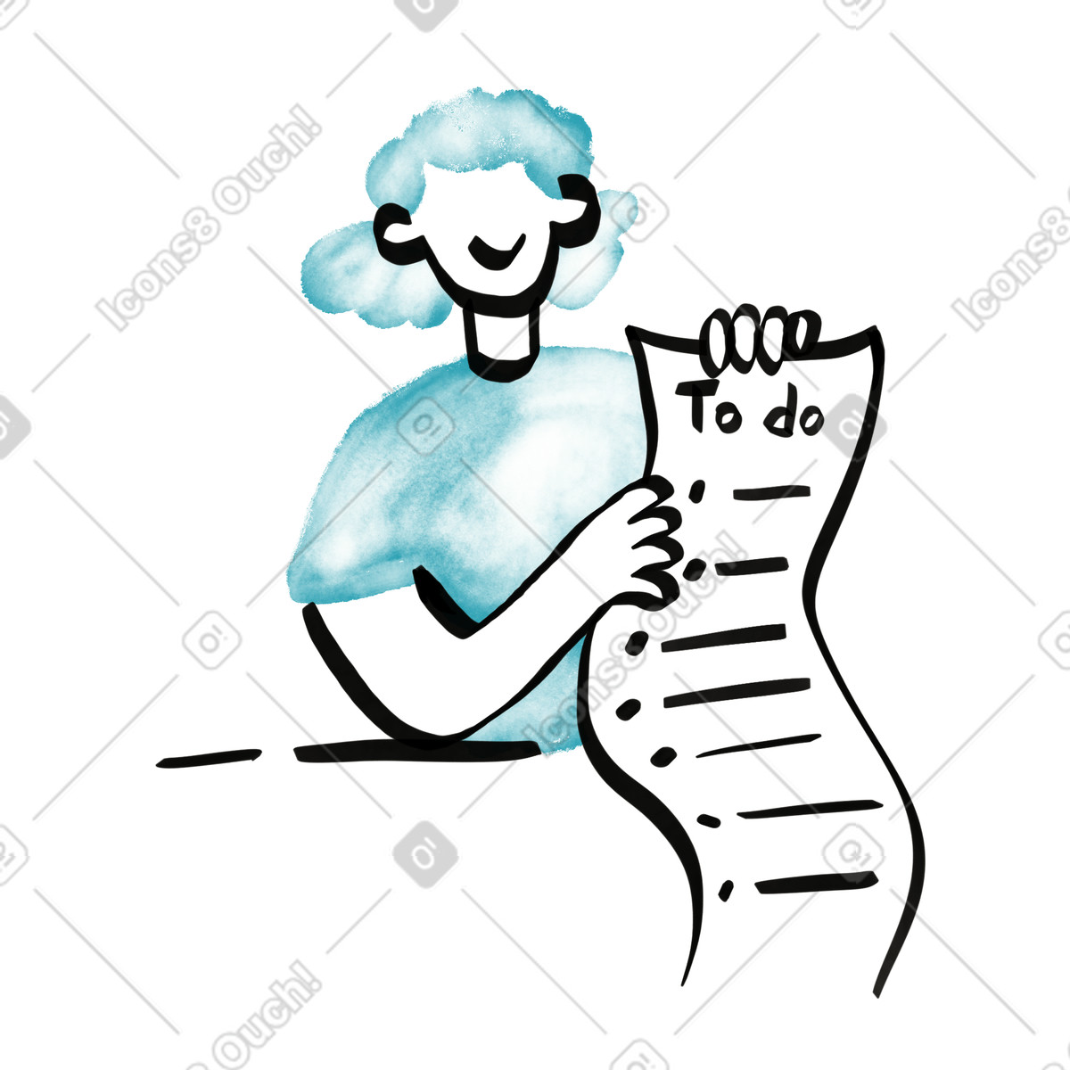 Watercolor sketch 스타일의 Checklist holder presenting long to do task list illustration 일러스트레이션 PNG, SVG 다운로드