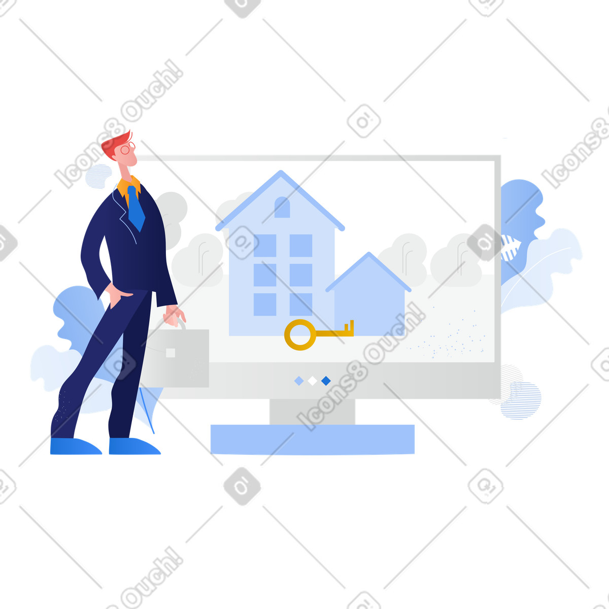 Ilustração de Consultor imobiliário online em no estilo Clip para baixar em PNG, SVG
