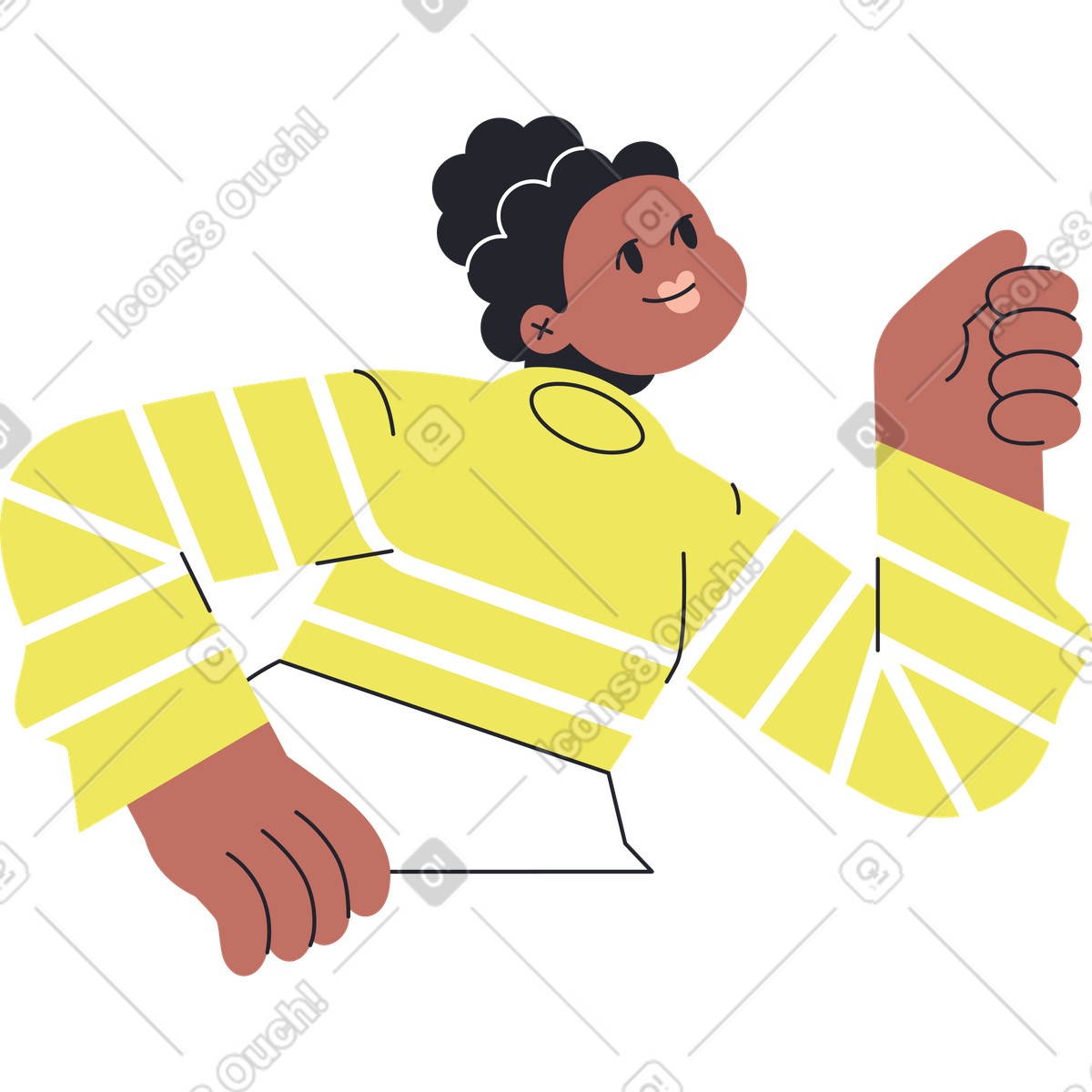 Ilustração de Garota no torso camisa listrada amarela em estilo Boba para baixar em PNG, SVG