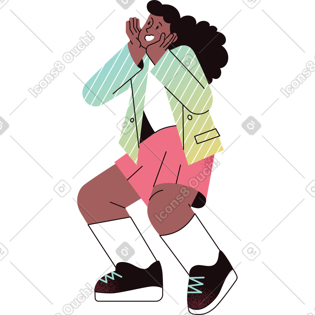Begeisterte frau-Illustration im Delight-Stil als Download in PNG, SVG
