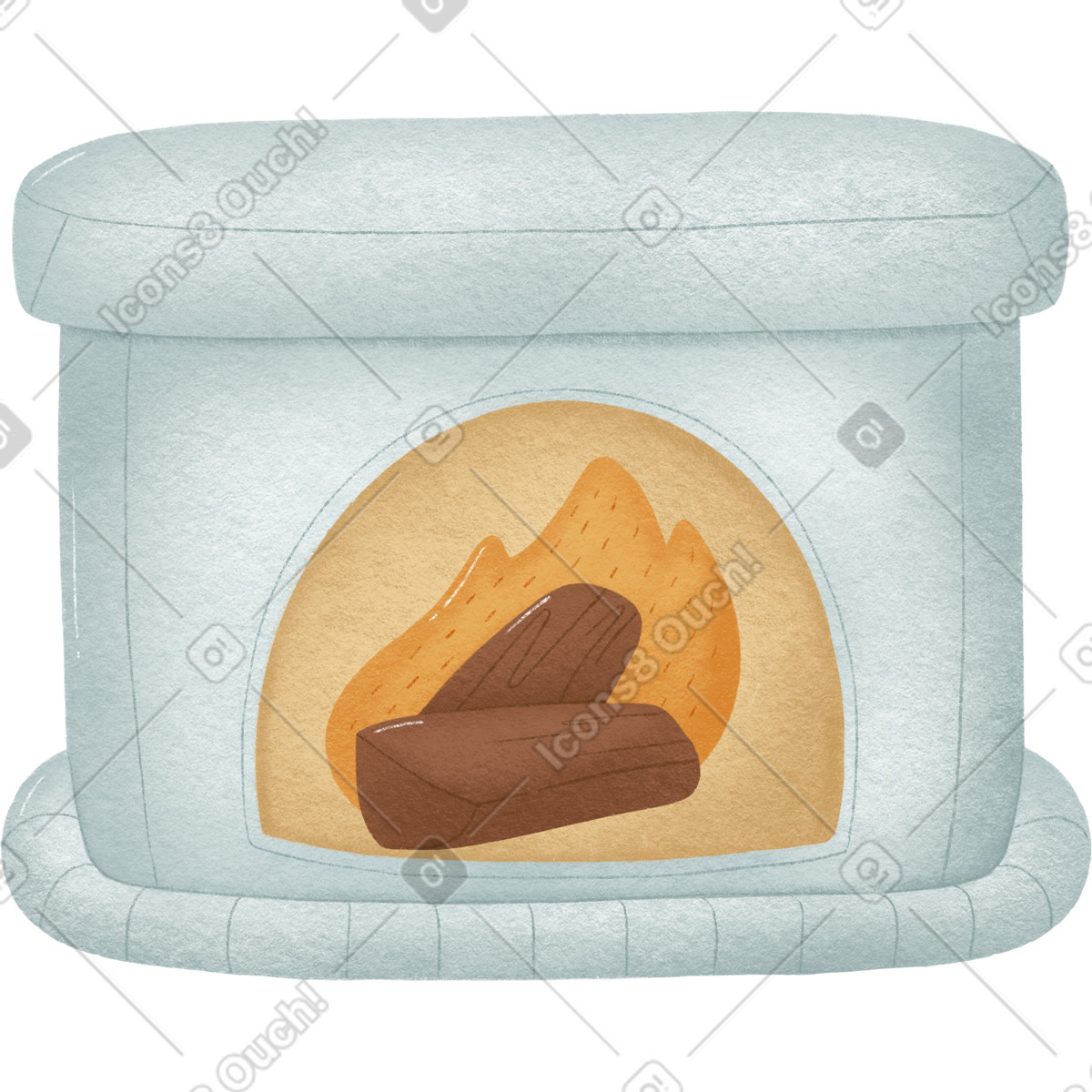 下载 Woolly 风格的 White fireplace with wood in which the fire 插画，支持 PNG、SVG 格式