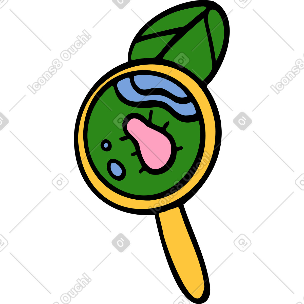 Leaf under magnifying glass illustration in Comic style download in PNG, SVG