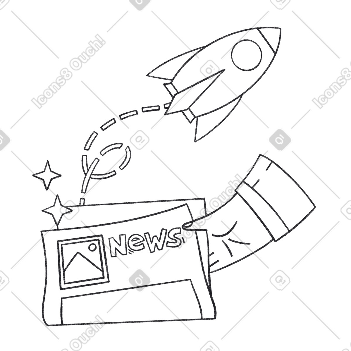 Space achievements news illustration in Bonbon Line style download in PNG, SVG
