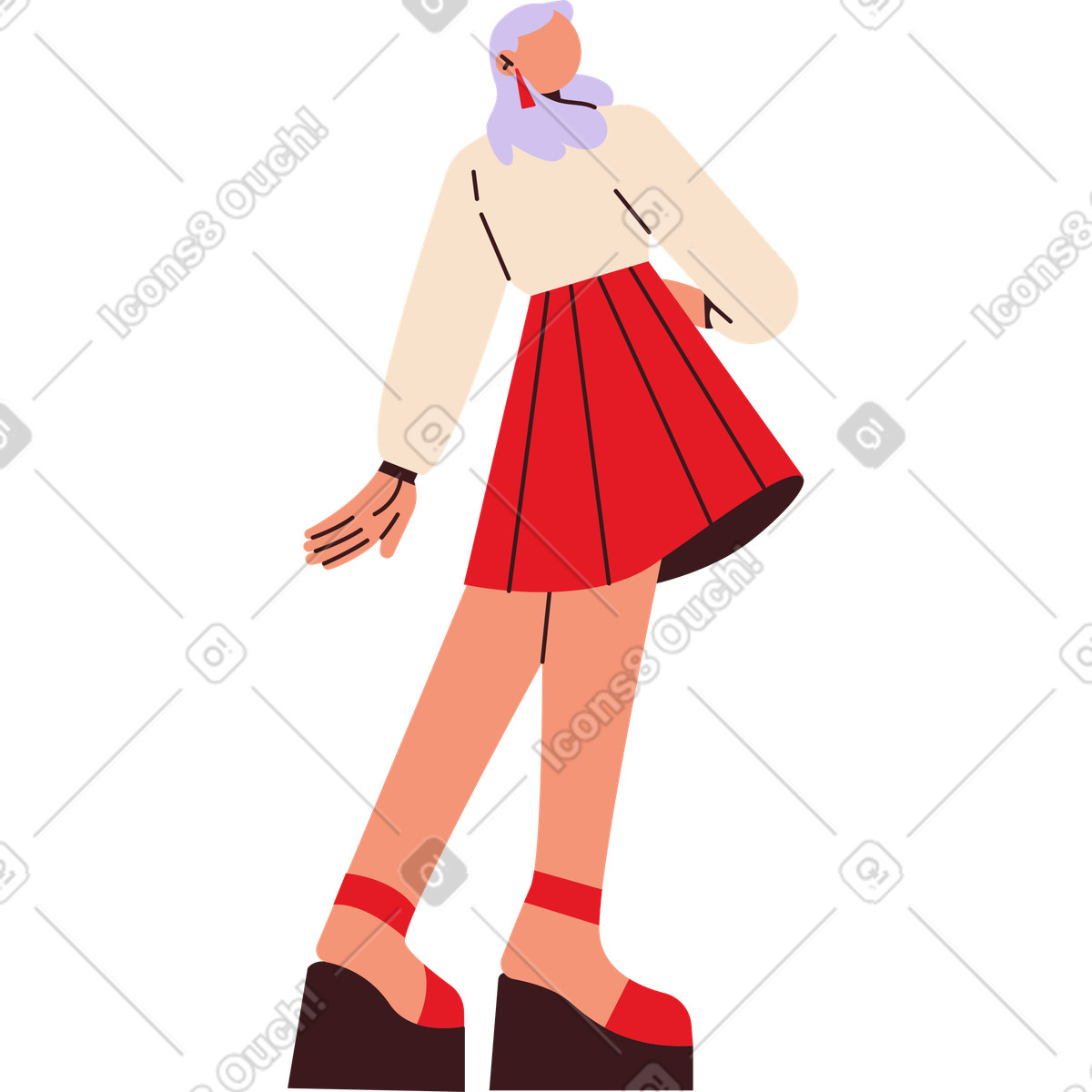 Young woman posing illustration in Folks style download in PNG, SVG