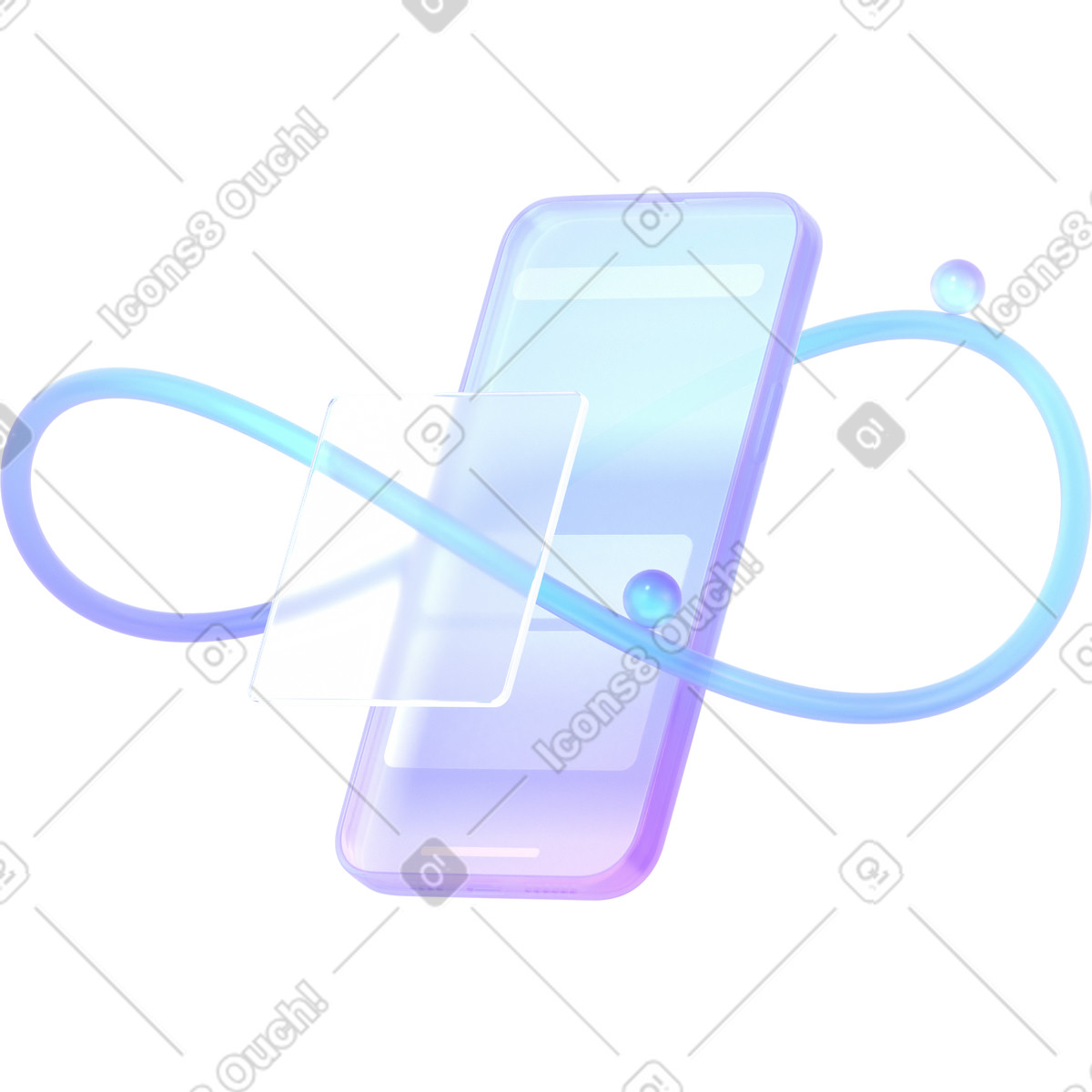 Infinity phone illustration in 3D Glassy style download in PNG, SVG