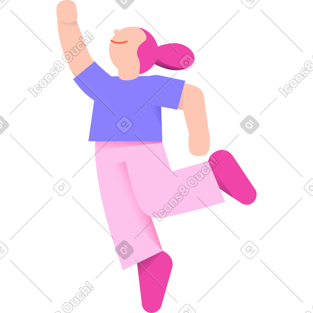 8bit スタイルの ジャンプする女性 のイラストをPNG、SVG形式でダウンロード