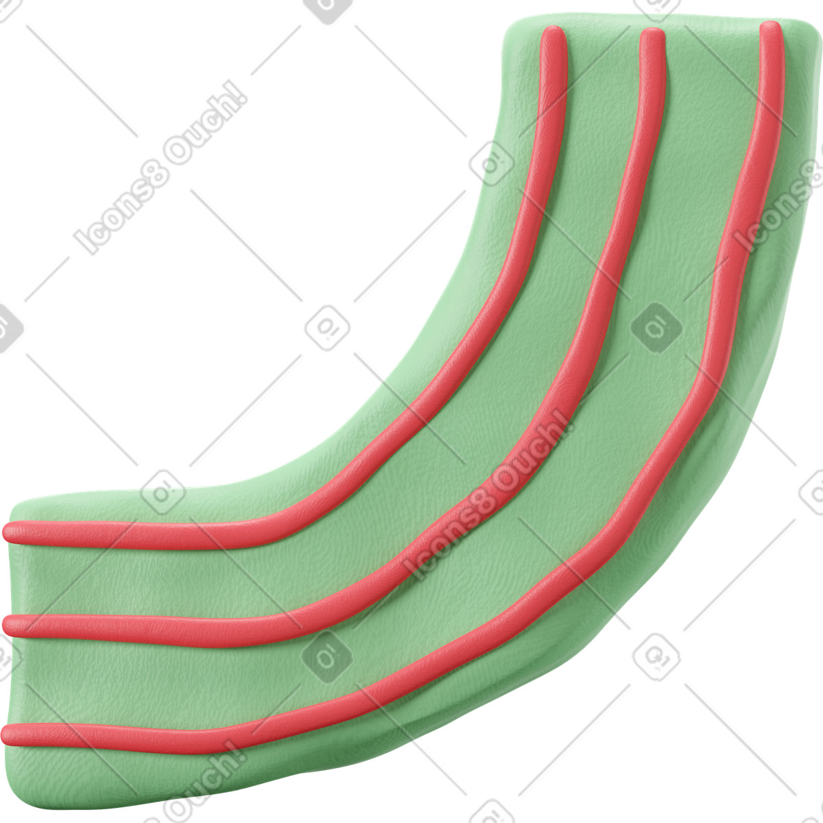 3D Stripy 스타일의 빨간색 줄무늬가 있는 녹색 소매 팔 일러스트레이션 PNG, SVG 다운로드