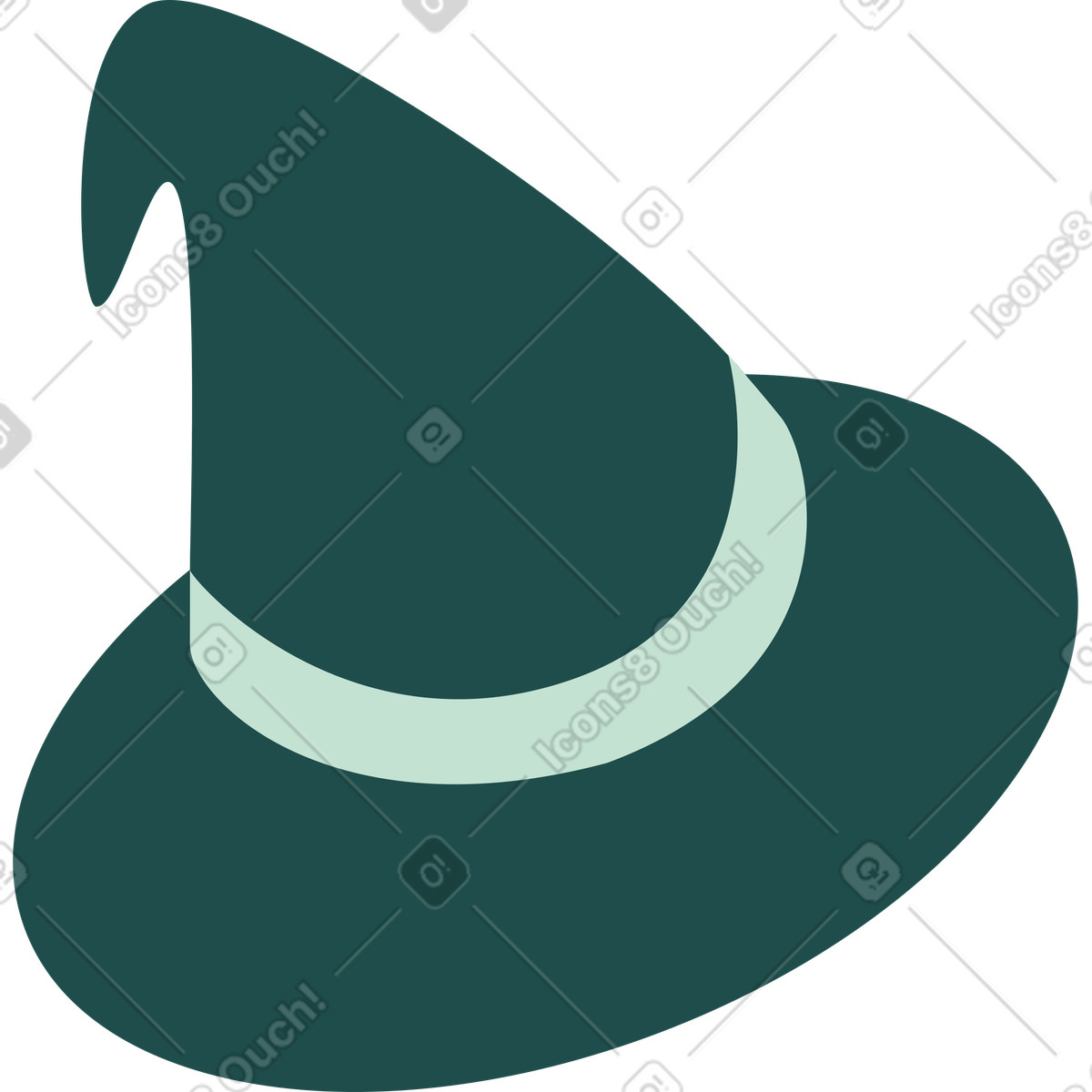 Ilustração de Chapéu verde escuro em no estilo Kiddo para baixar em PNG, SVG