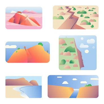 A collage featuring a series of photographs depicting various normal dip slip fault locations around the world. The first image shows an arid landscape with a prominent fault scarp, exhibiting vertical displacement. The second photograph captures a mountainous region with a clear fault line running through the rocky terrain, highlighted by vegetation on one side. Another image presents a coastal area with a fault visible along the shoreline, where the land has shifted dramatically. The collage is arranged in a grid pattern with clear borders between each photo, allowing the distinct features of each fault location to be easily observed.
