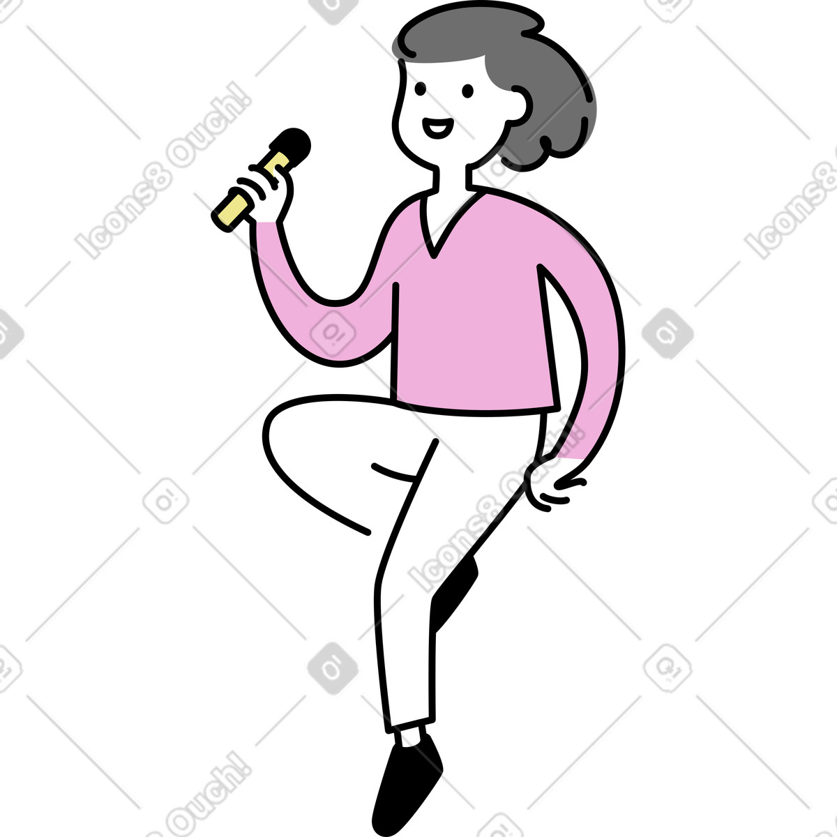 下载 Mochi 风格的 年轻女子对着麦克风说话 插画，支持 PNG、SVG 格式