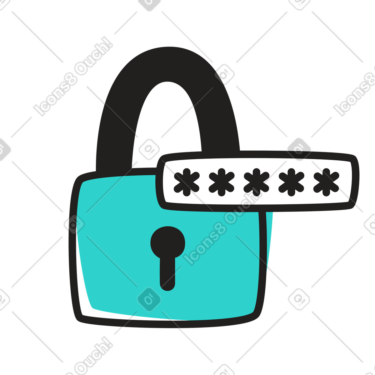 Password protection and padlock illustration in PNG, SVG