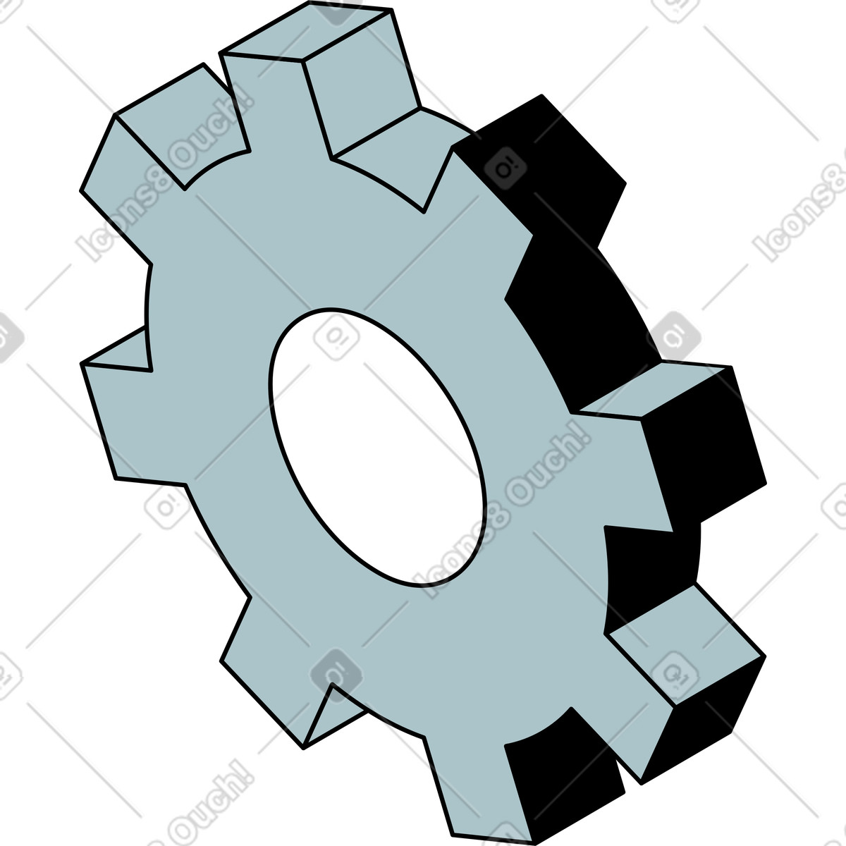 Ilustración Engranaje gris en estilo Isometric a descargar en PNG y SVG