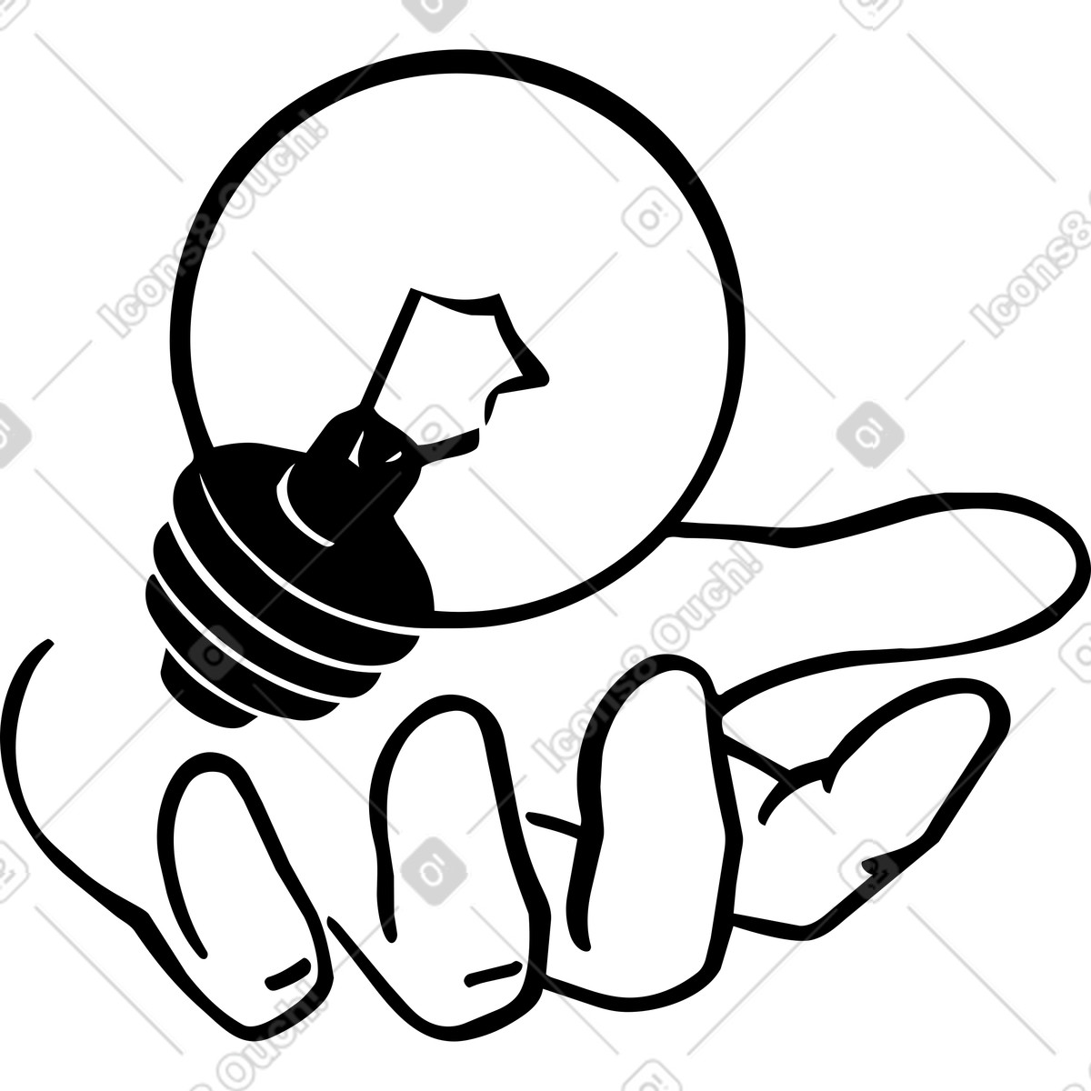 Иллюстрация Lightbulb idea glowing above open hand symbolizing creative innovation concept в стиле Line — скачать в форматах PNG, SVG