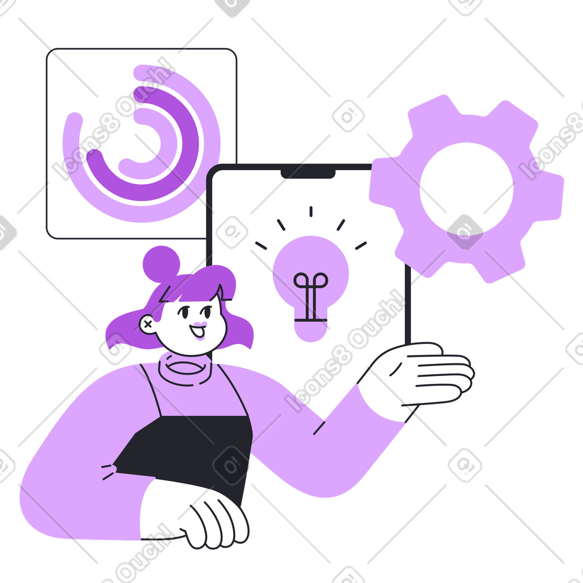 Grapy 스타일의 Team member sharing bright idea, Creative brainstorming and Idea management 일러스트레이션 PNG, SVG 다운로드