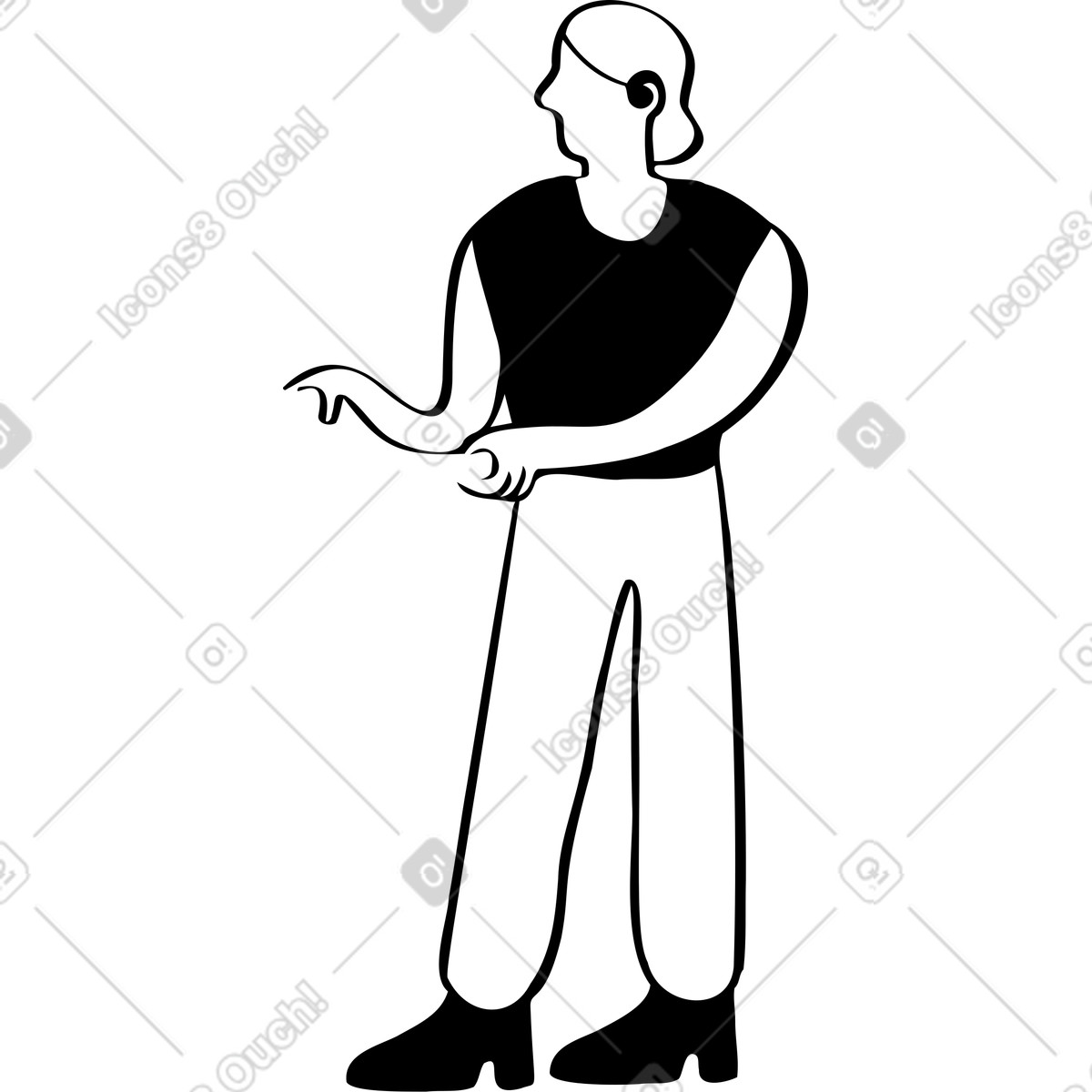 Person with hearing aid holding something illustration in Journal style download in PNG, SVG