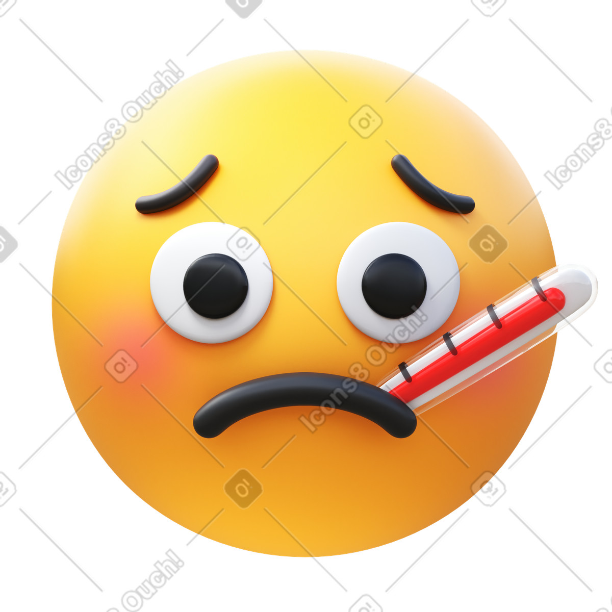 Face with thermometer illustrazione in stile 3D Fluency scarica in PNG, SVG