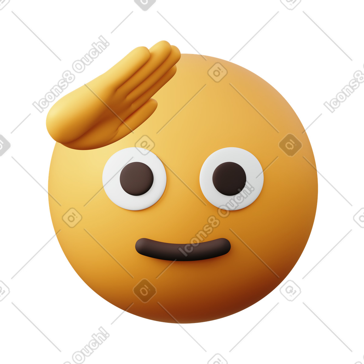 Ilustração de Emoji rosto saudando em no estilo 3D Sugary para baixar em PNG, SVG