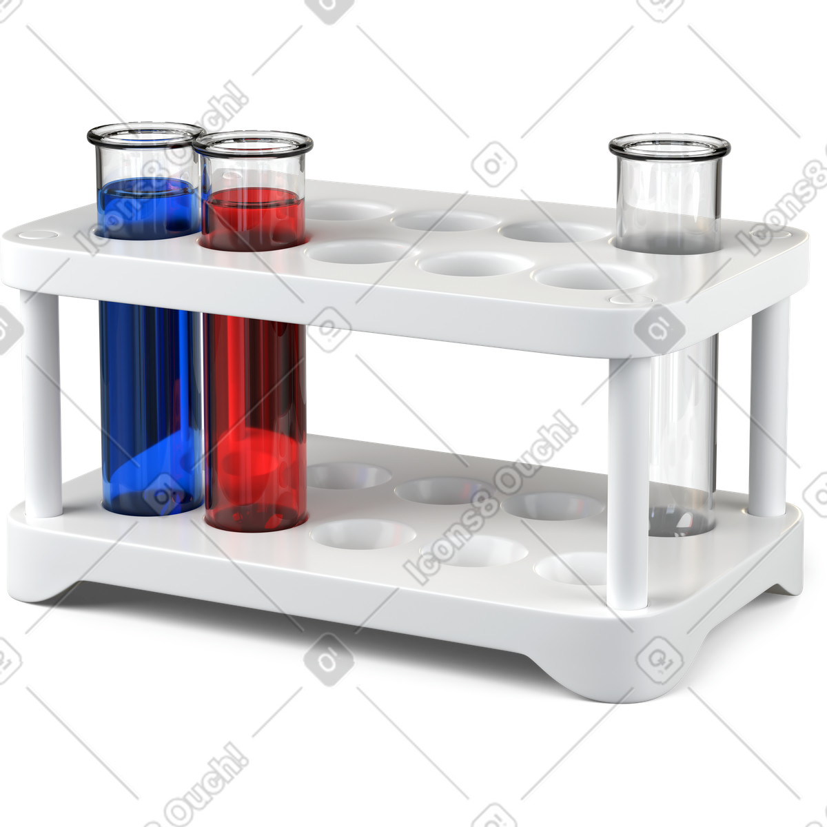Иллюстрация Blue and red test tubes in rack в стиле 3D Business — скачать в форматах PNG, SVG
