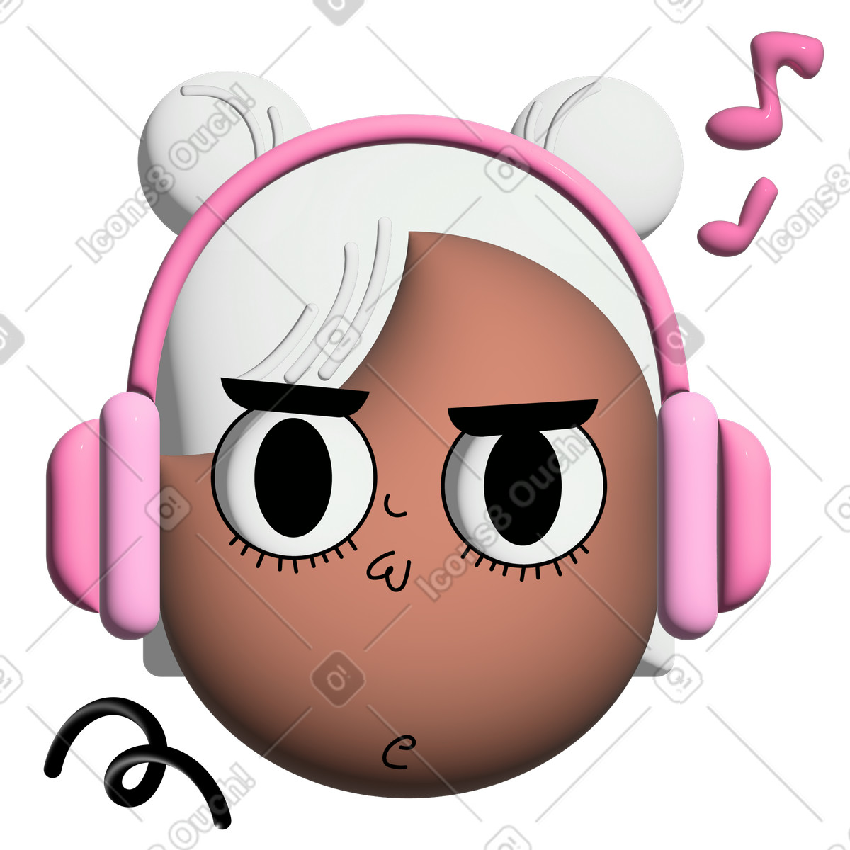 Ragazza in cuffia che ascolta la musica illustrazione stile Cartoony scarica PNG, SVG