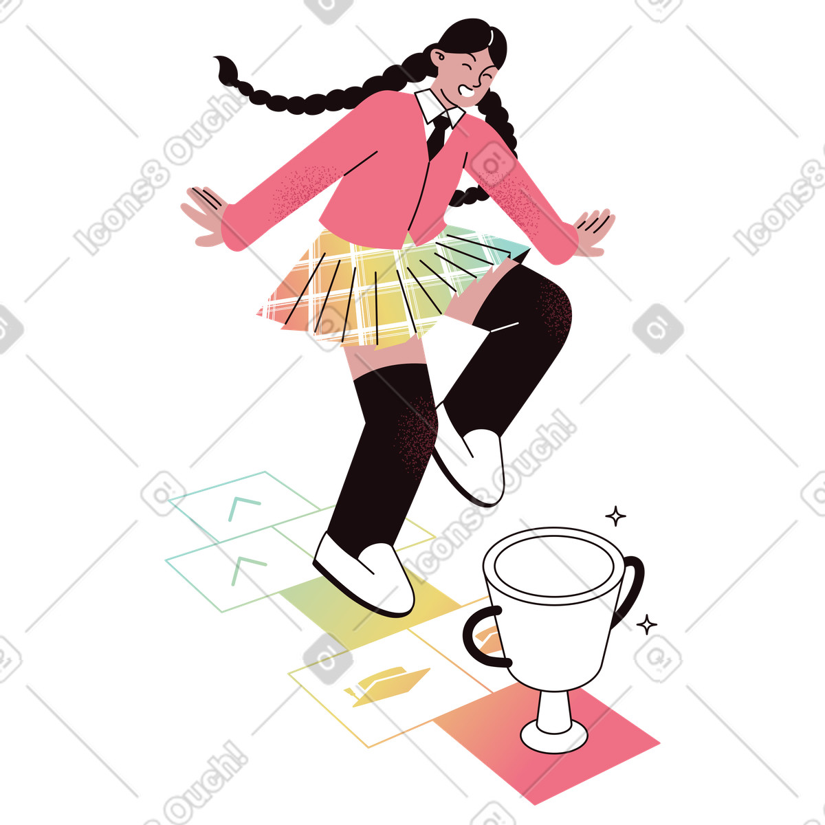 Using gamification of learning, Increasing study motivation illustration in Delight style download in PNG, SVG
