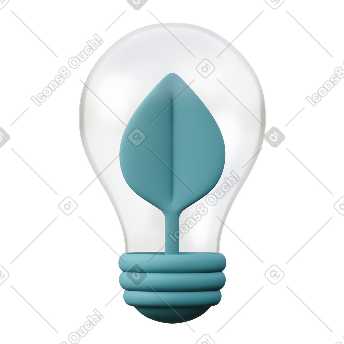 Lightbulb with leaf inside, Sustainable energy innovation illustration in 3D Sugary style download in PNG, SVG