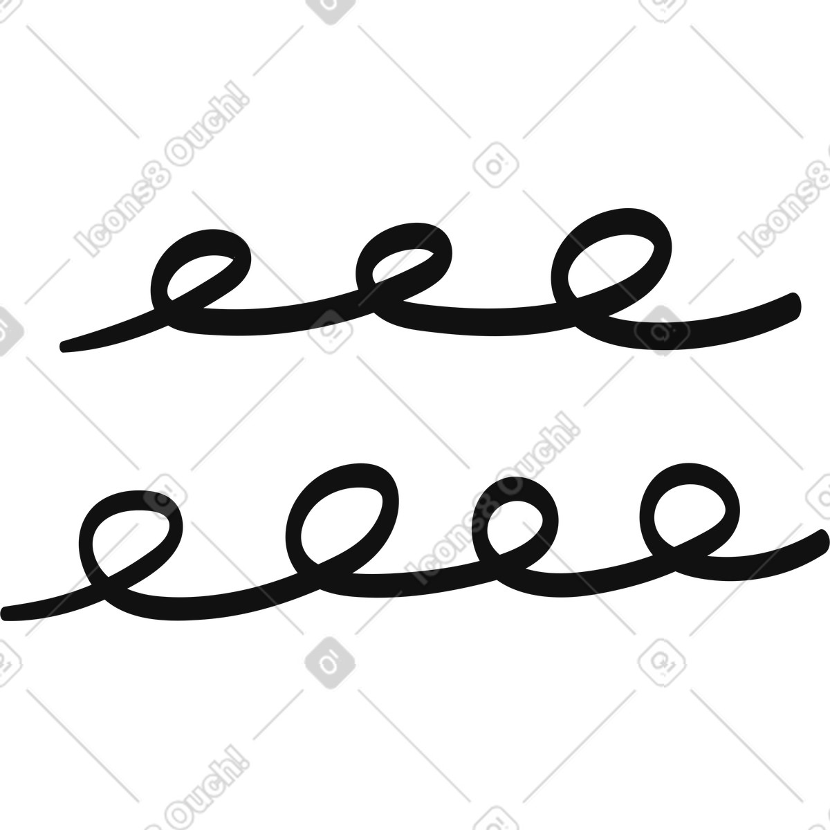 下载 Organic 风格的 Divider swirl curly line border with decorative loops and curls 插画，支持 PNG、SVG 格式