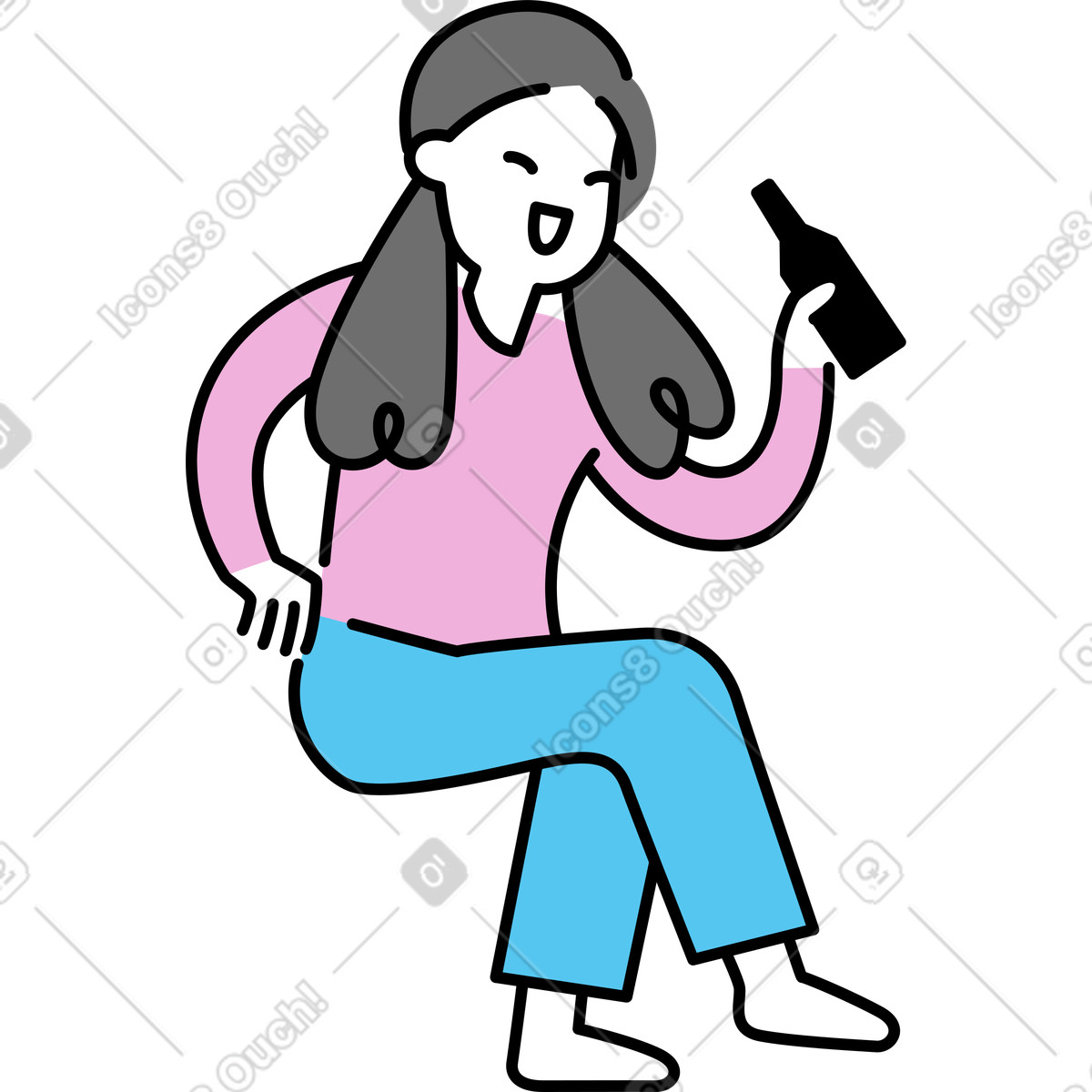 Mochi スタイルの 座っている若い女性 のイラストをPNG、SVG形式でダウンロード