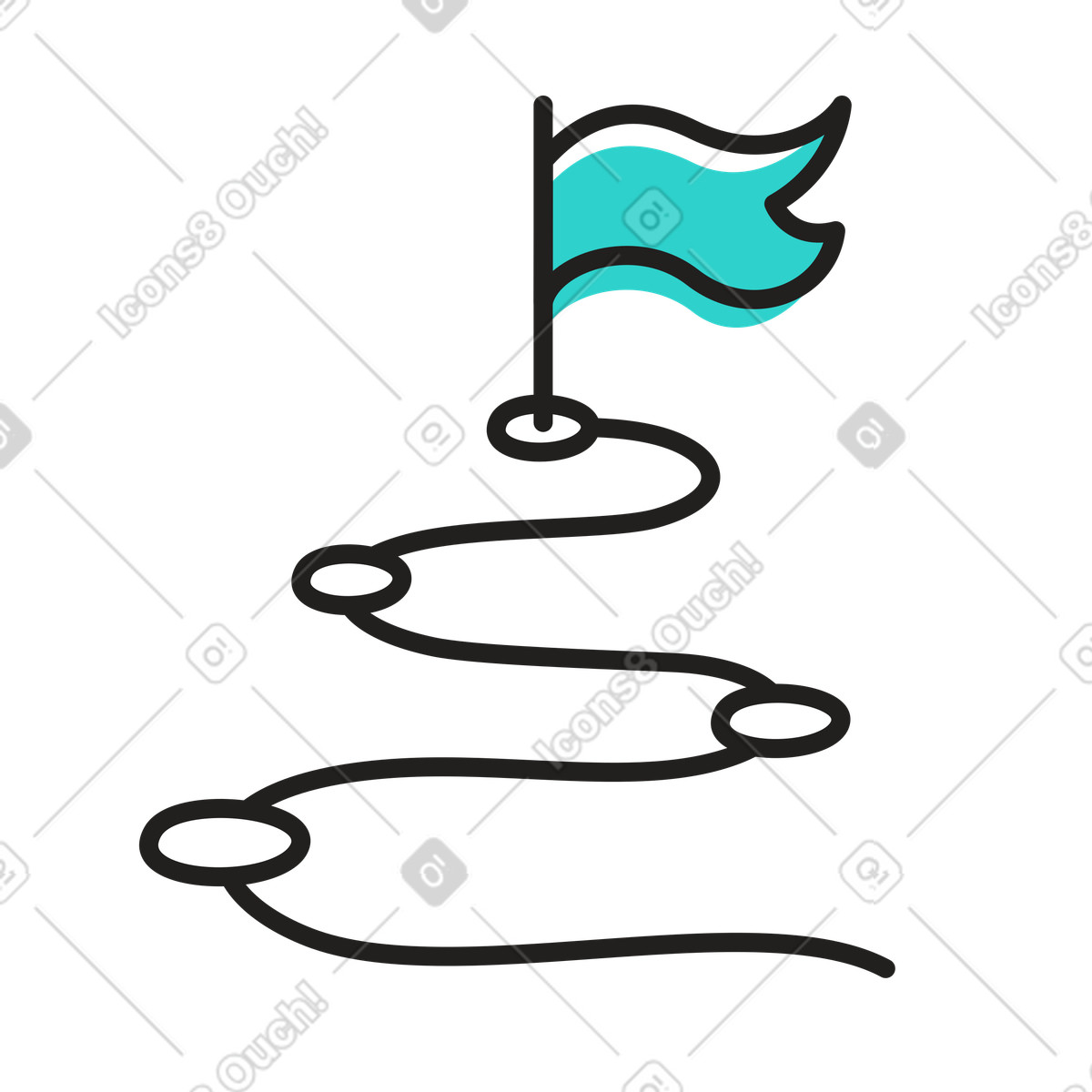 Illustration Route vers la ligne d'arrivée dans le style Little à télécharger aux formats PNG, SVG