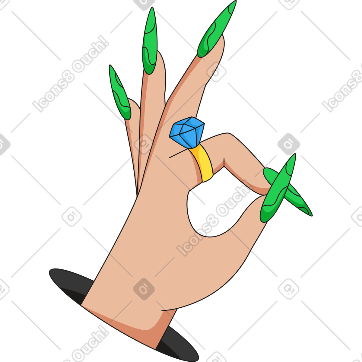 Hand mit ring-Illustration im Moji-Stil als Download in PNG, SVG
