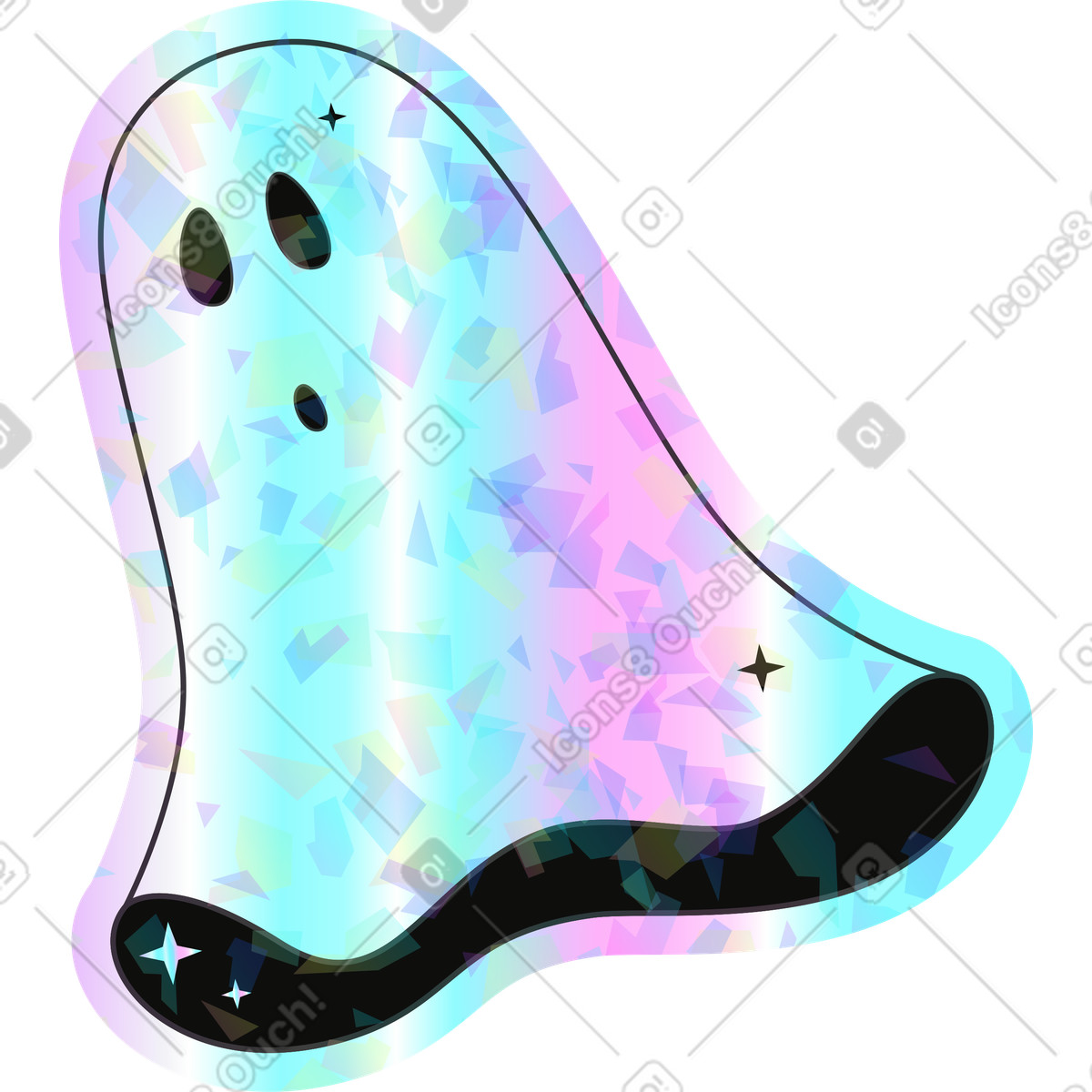 Holostickers スタイルの 幽霊 のイラストをPNG、SVG形式でダウンロード