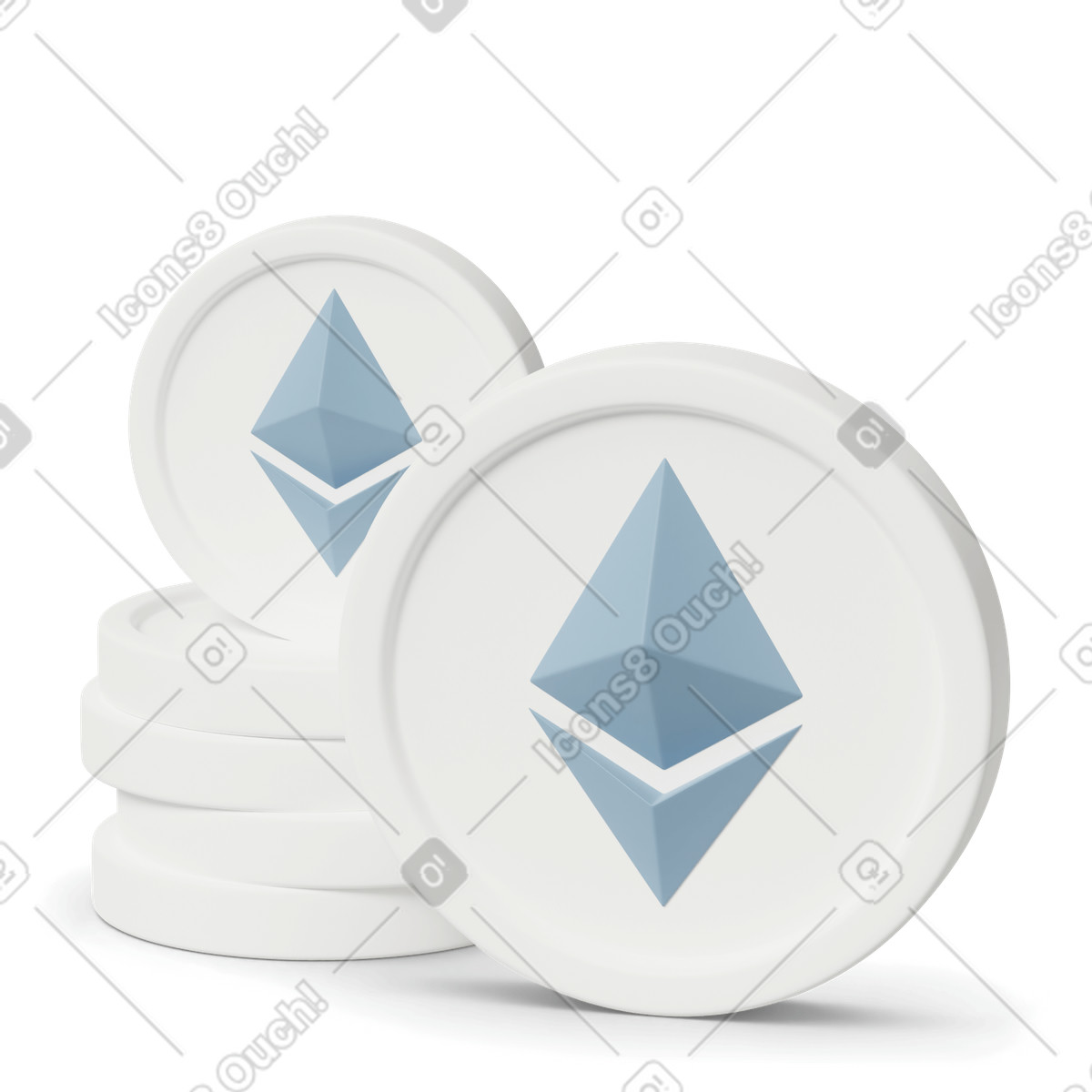 3D Casual life スタイルの Ethereum coins のイラストをPNG、SVG形式でダウンロード