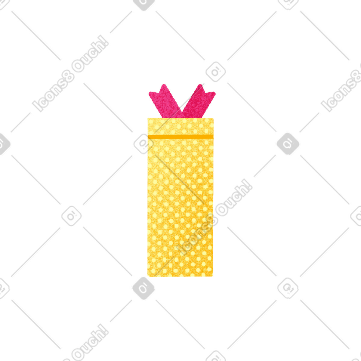 Ilustración Yellow gift box with polka dots and pink bow en estilo Willowy a descargar en PNG y SVG