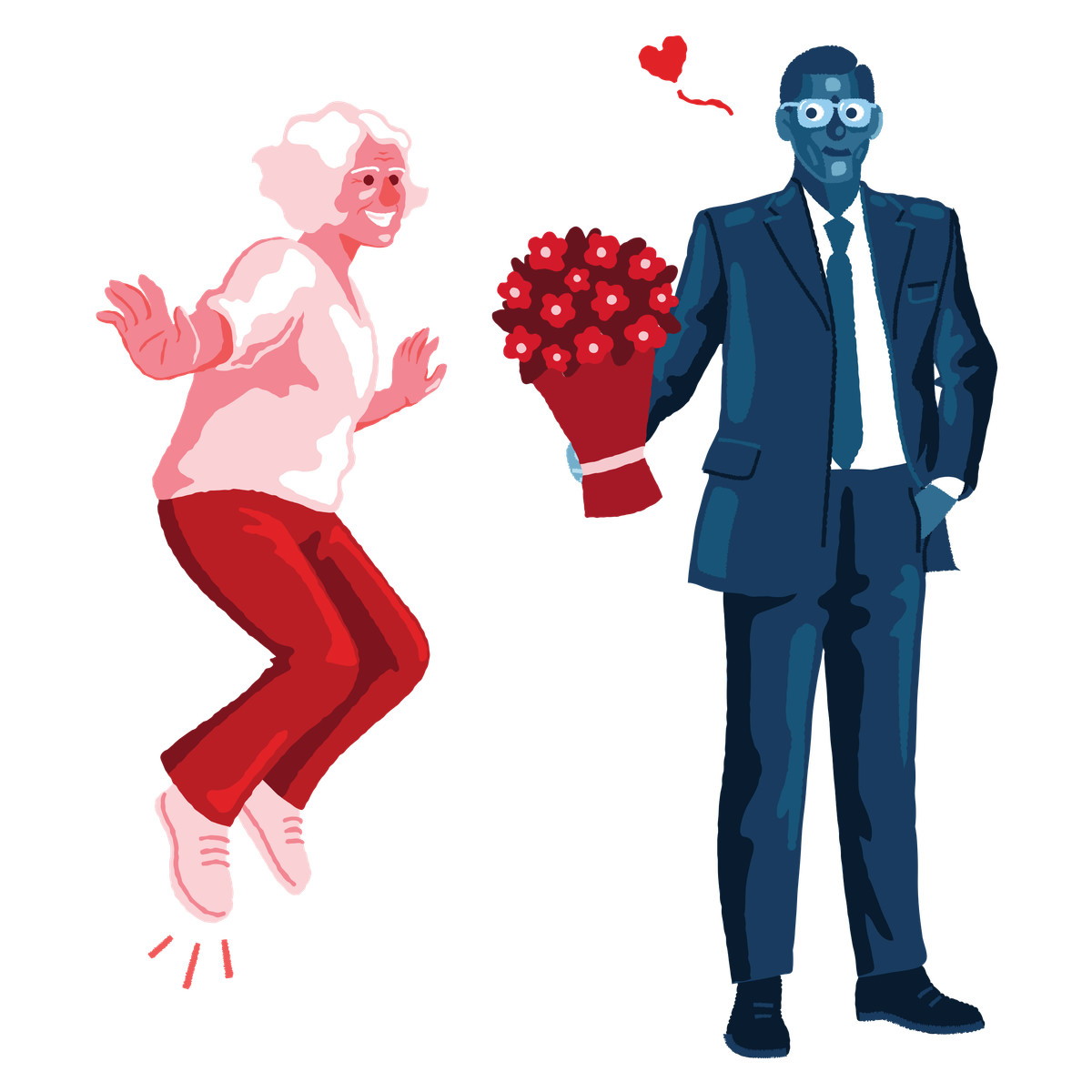 Man giving his mom a bouquet on mother's day-Illustration im Cherry-Stil als Download in PNG, SVG