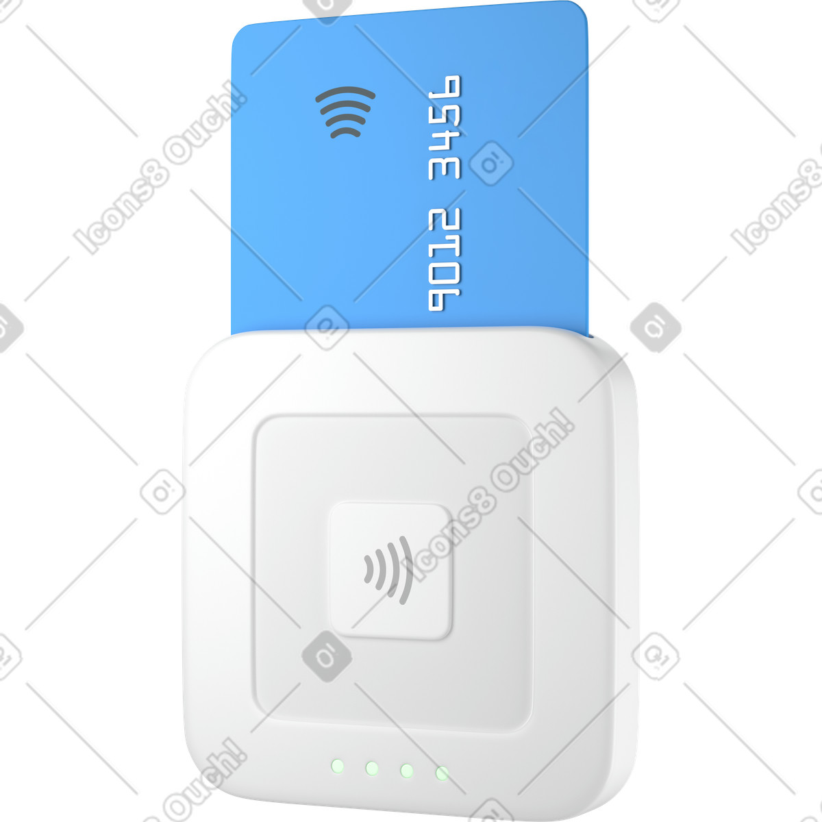 Reader for contactless and chip with credit card illustrazione in stile 3D Business scarica in PNG, SVG