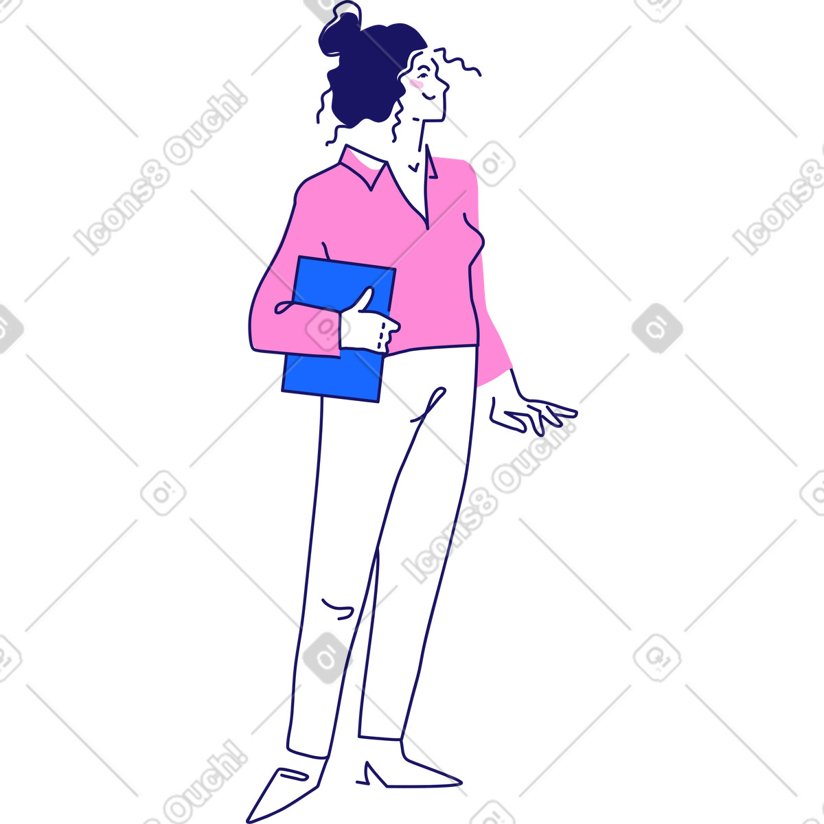 Illustration Femme tenant des documents dans le style Matey à télécharger aux formats PNG, SVG