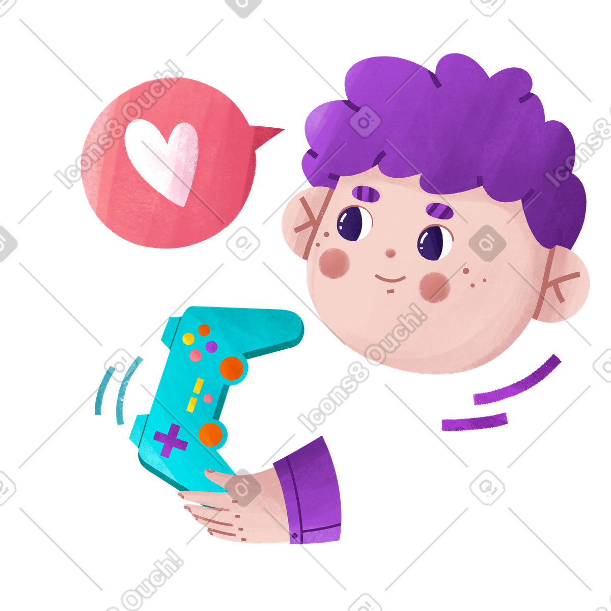 Hobby adolescenziali per i giochi computer illustrazione in stile Bonbon scarica in PNG, SVG