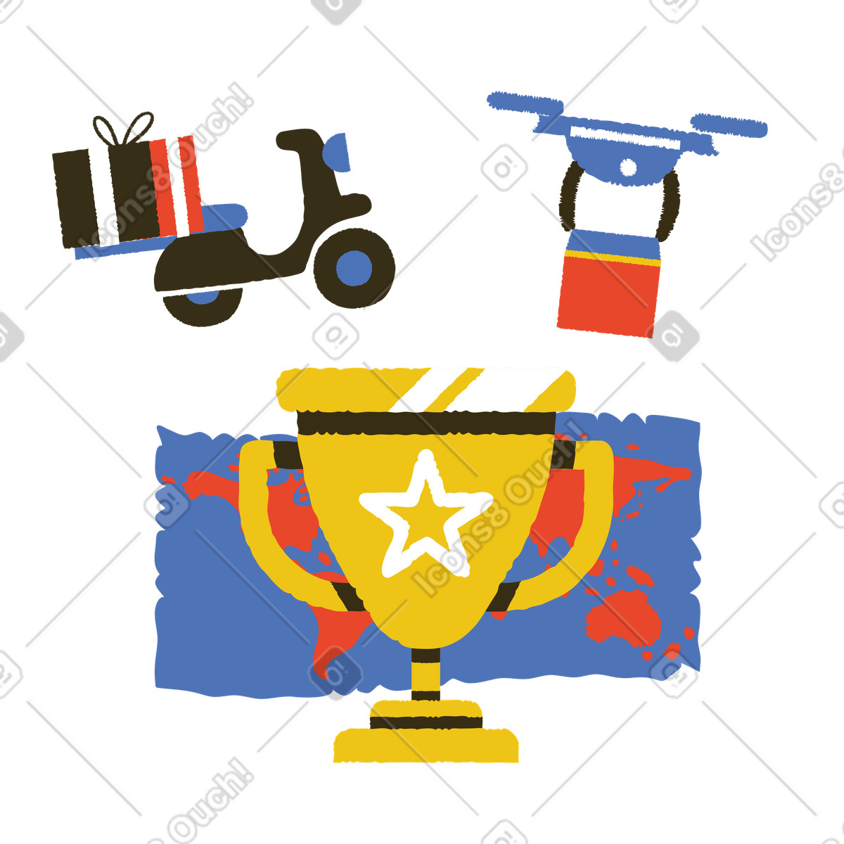 Ilustración Mejor servicio de entrega en estilo Bermuda a descargar en PNG y SVG